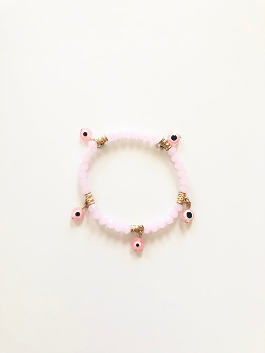 Pink Evil Eye Beaded Bracelet