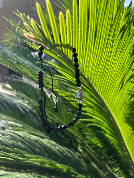 San Judas Black Beaded Bracelet